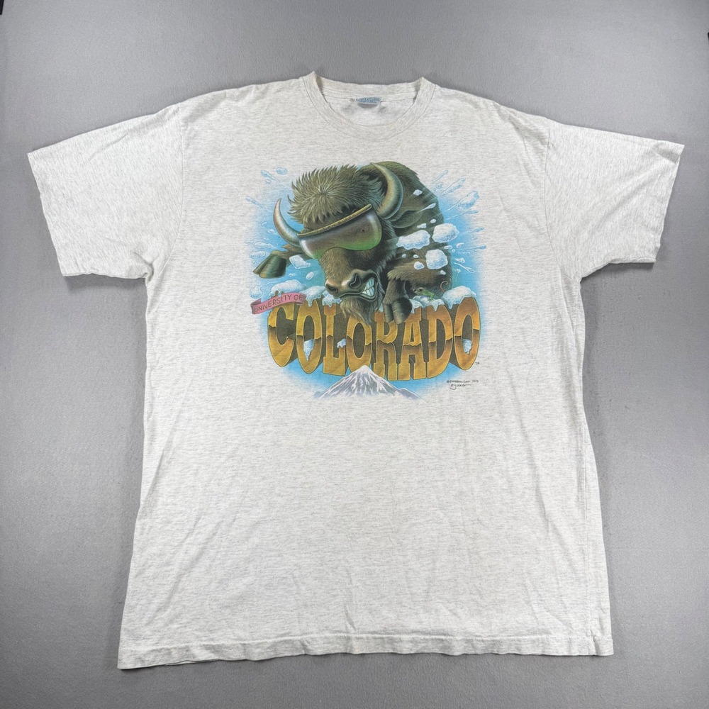 Vintage 1993 University of Colorado Buffaloes T-Shirt Caribbean Soul 3XLT Gray